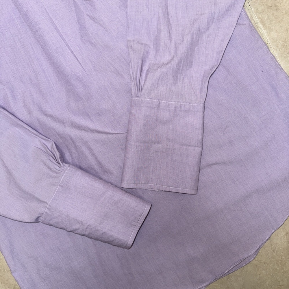 Brooks Brothers Shirt Mens 16" Collar Button Up Long Sleeve Double Cuff Purple - Picture 10 of 10
